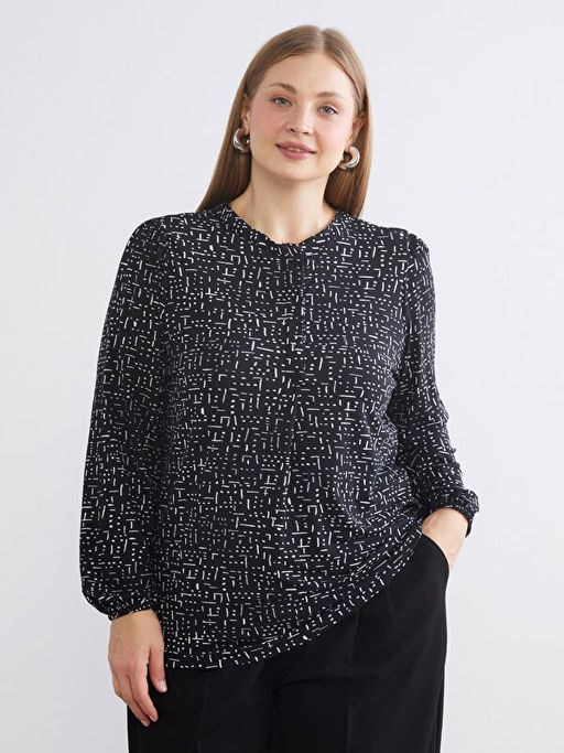 Bisiklet Yaka Desenli Bluz