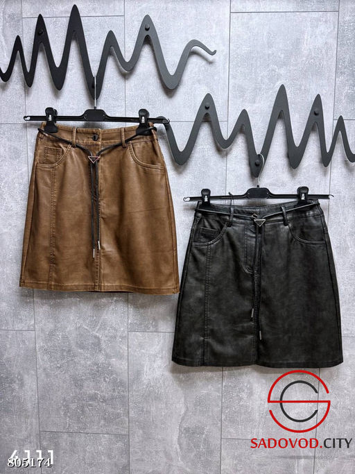 Юбка с разрезом из экокожи - Bruno фото 3