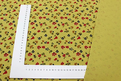 Теплый хлопок Цветочный каприз цв.св.золотисто-оливковый, ш.1.5м, хлопок-100%, 150гр/м.кв - Купава фото 4