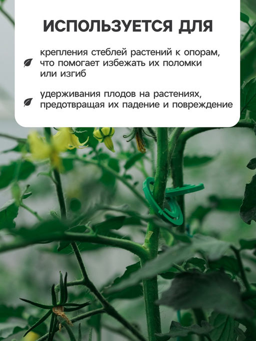 Скрепки садовые для подвязки растений, в наборе 50 шт., пластик, зелёные, Greengo фото 2