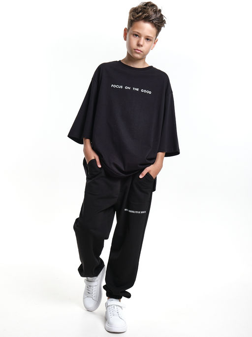 Футболка черная подростковая оверсайз PW22-7452 черный - Mini maxi фото 20