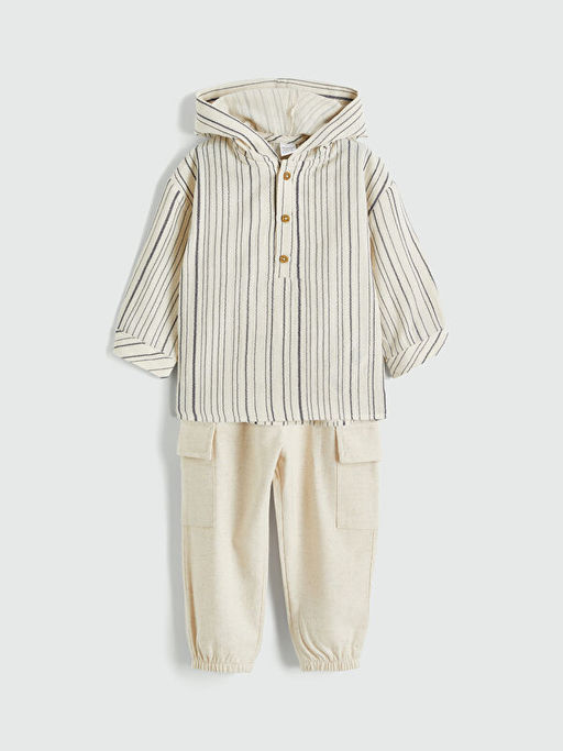 Erkek Bebek Kap??onlu G?mlek ve Pantolon