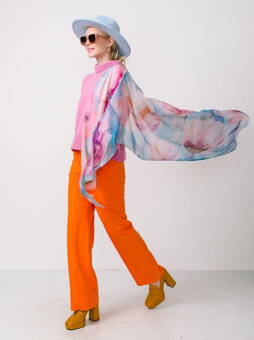 Большой, мягкий, тонкий и очень нежный двусторонний палантин с рисунком в стиле арт-деко - Tantino фото 6