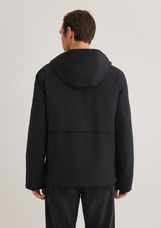 Kapusonlu Siyah Ceket - Mavi фото 4