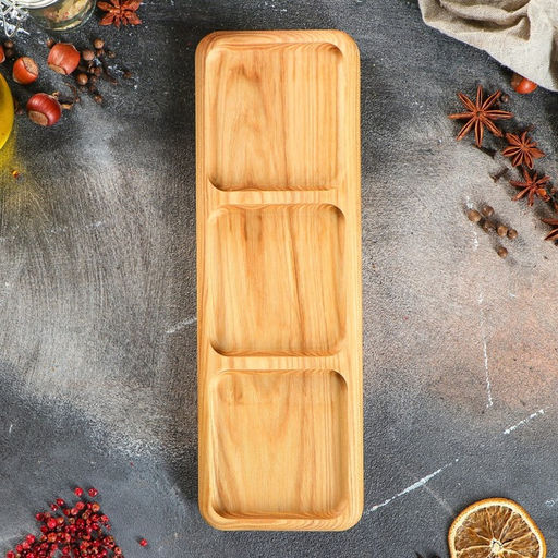 Менажница Доброе дерево, 3 секции, 30×10 см, массив ясеня