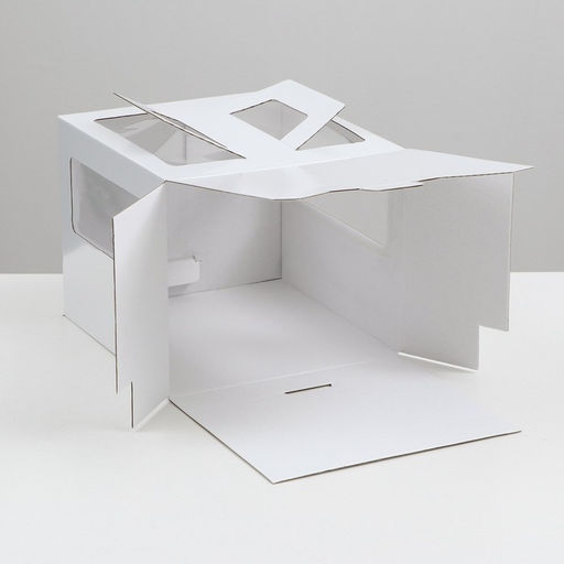 Коробка под торт 2 окна, с ручками, жемчуг, глянцевая, 24 х 24 х 20 см - UPAK LAND фото 3