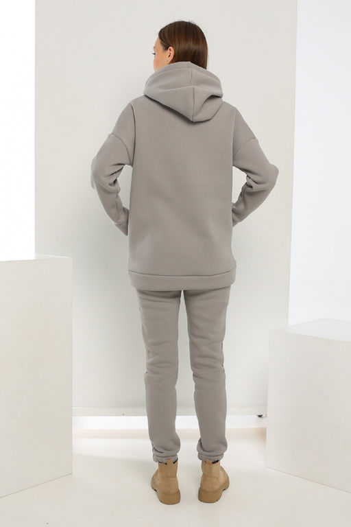 Джемпер Футер 3-х нитка начес  303L17 серый  худи толстовка - Solo mio фото 3