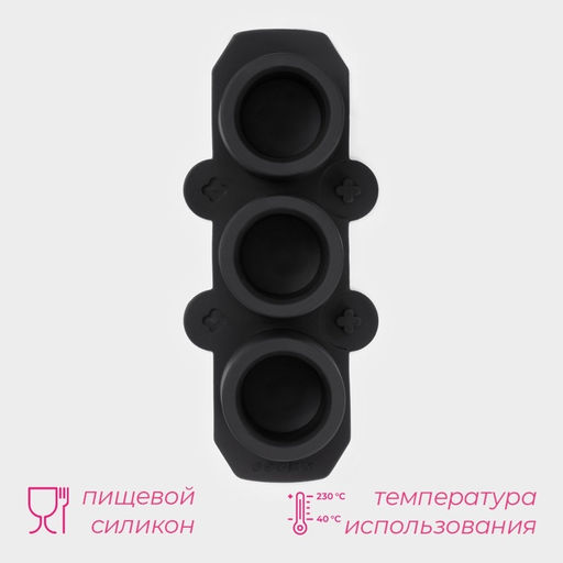 Форма для льда Доляна «Цилиндр стакан», силикон, 21×4.5×9 см, 3 ячейки (5.5×4.5 см), чёрная