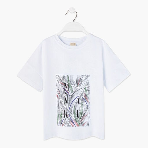 Футболка женская MINAKU с фирменным принтом, цвет белый, размер 52