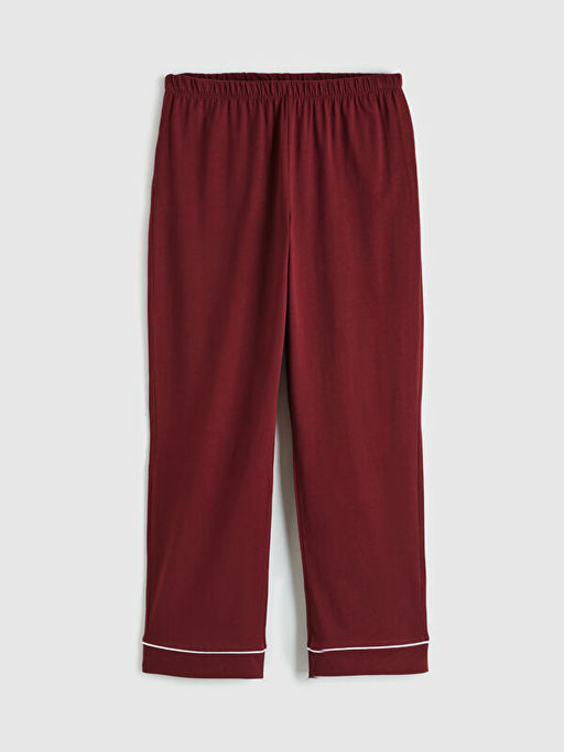 G?mlek Yaka Bask?l? Kad?n Pijama Tak?m?