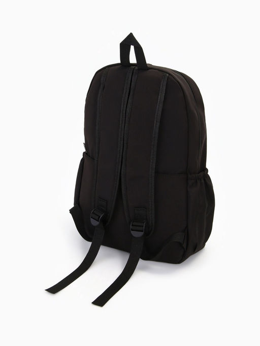 Рюкзак школьный на молнии, с карманами, с принтом, размер 30?12?43 см, чёрный