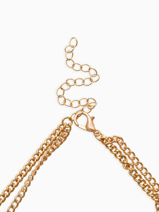 Колье "Борокко", цепь, 2 яруса, цвет золото