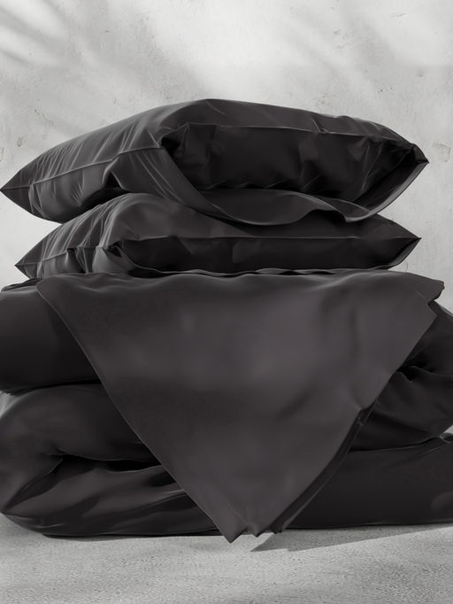 Постельное бельё 1.5-спальное «Этель», тенсель, чёрное