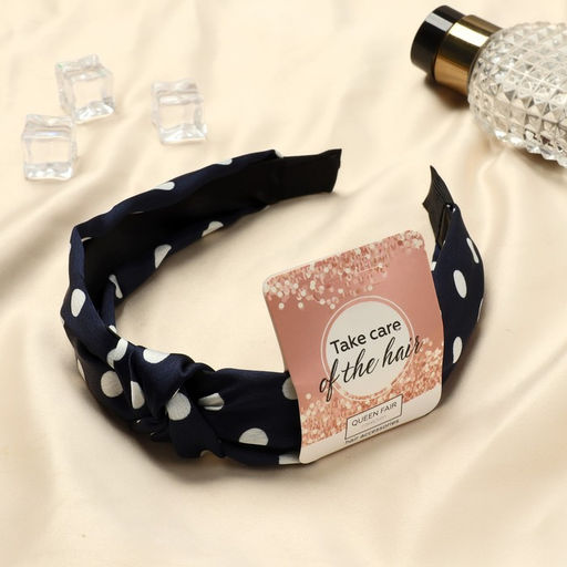 Ободок для волос «Кокетка», 3 см, синий горох