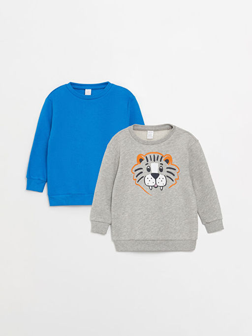 Bisiklet Yaka Uzun Kollu Erkek Bebek Sweatshirt 2li - Waikiki фото 2