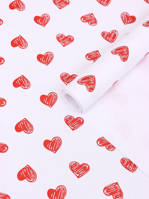 Бумага упаковочная «Сердечки», крафт белый, 0.68×10±5% м, 50 г