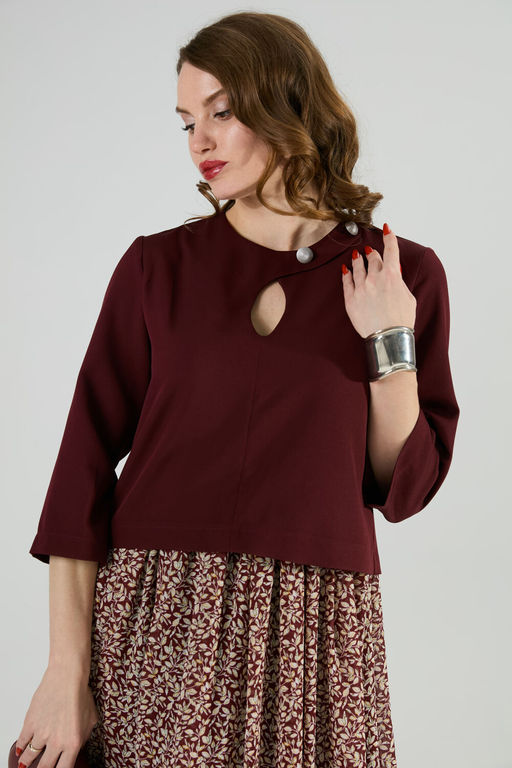 Платье NIKVA н1009-1 бургунди и цветы на винном фоне  фото 6