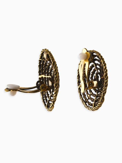 Цена за 2 шт. Клипсы «Гипноз», круг из веревки, цвет чернёное золото