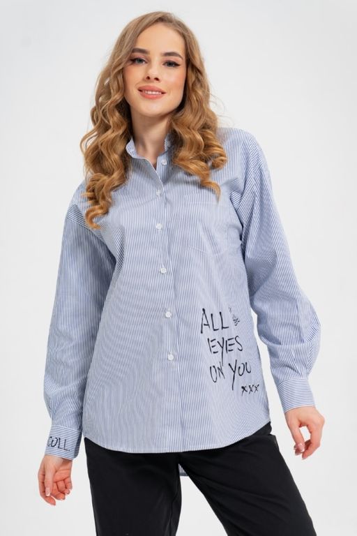рубашка из тонкого хлопка в стиле OVERSIZE    с кокеткой на спине - А+б коллекция фото 12