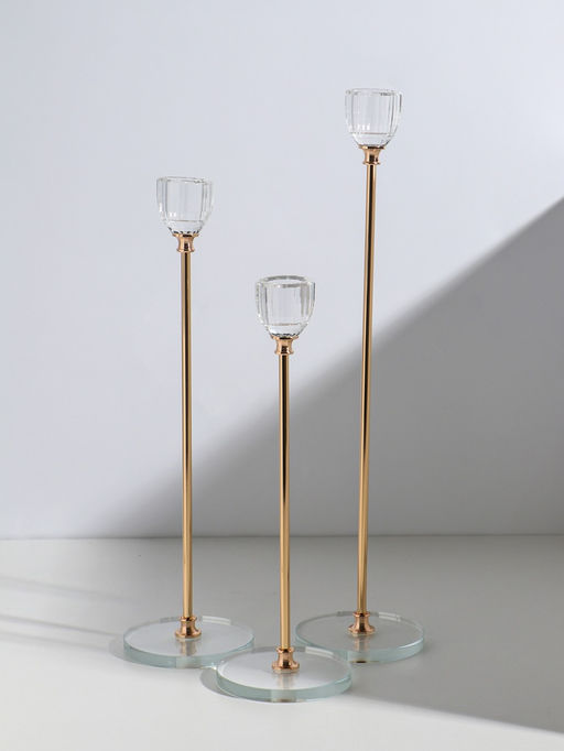 Набор подсвечников на 1 свечу «Чаша-кристалл», d=2.2 см, 3 шт., стекло, металл