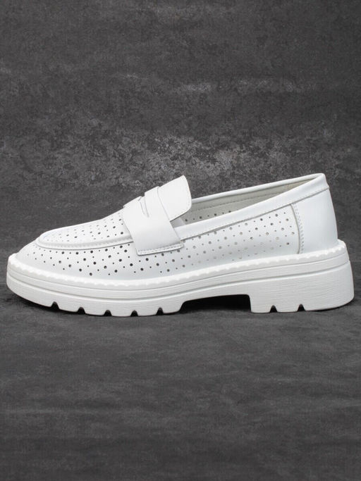 03-YD10-2D WHITE Лоферы женские (натуральная кожа)