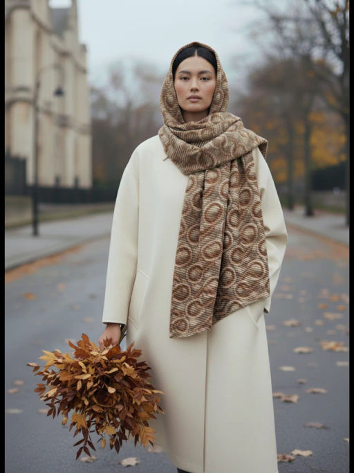 Большой, мягкий, тонкий и очень нежный двусторонний палантин с рисунком - Tantino фото 18