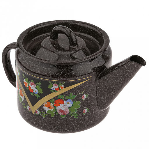 Красава Чайник эмалированный 1л, д12см, h10,2см, металлическая крышка, металлическая фиксированная ручка (Россия) - Домашняя мода фото 3