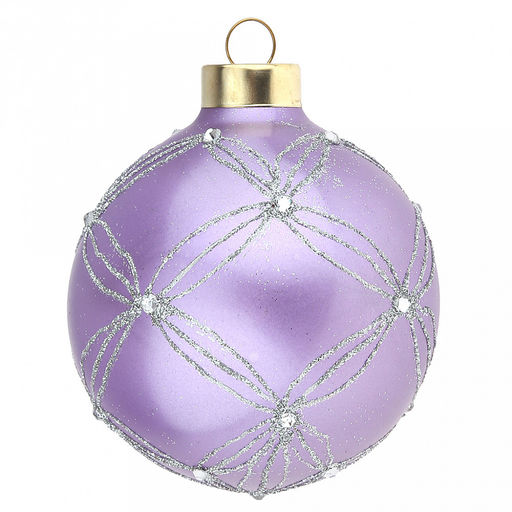 Елочная игрушка шар стеклянная д8см, сиреневый металлик, ручная художественная роспись, подарочная упаковка (Россия) - Домашняя мода фото 2