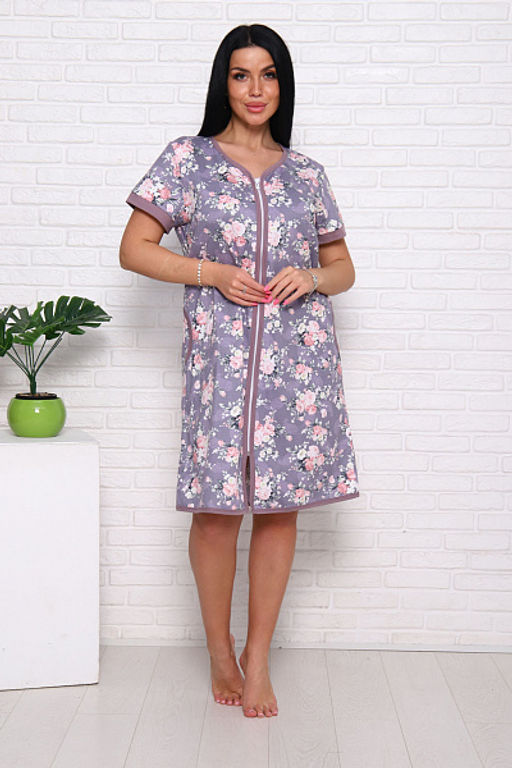 Халат женский с карманами на молнии "Розы" (933-5)