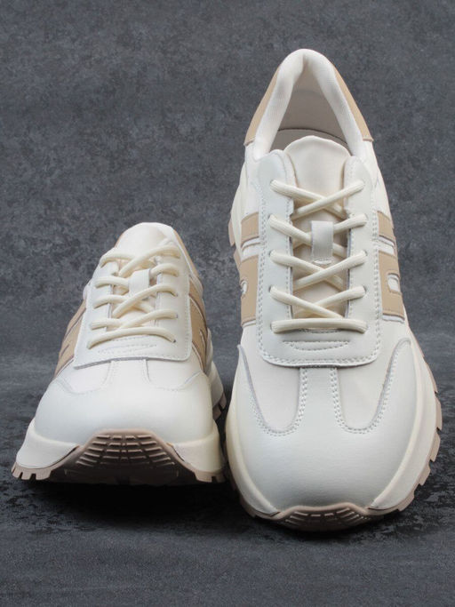 03-WG040-2M MILK/BEIGE Кроссовки демисезонные женские (натуральная кожа) - Фабричный китай фото 13