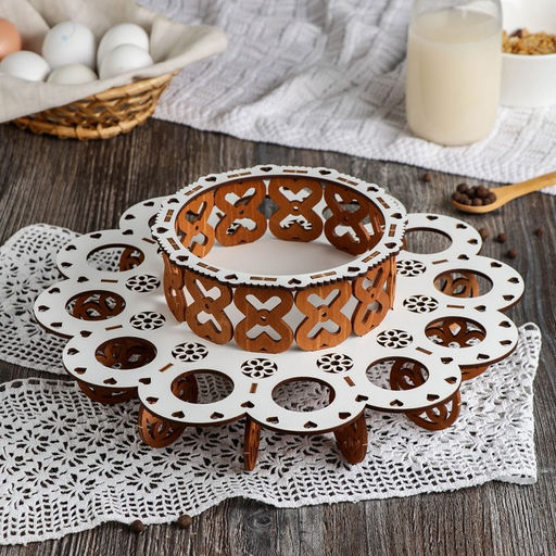 Подставка для кулича и яиц пасхальная Доляна, 12 ячеек, 29×29×10 см, дерево