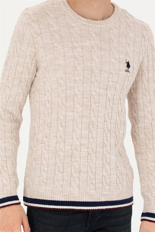 Мужской кремовый меланжевый свитер - U.s. polo assn фото 13