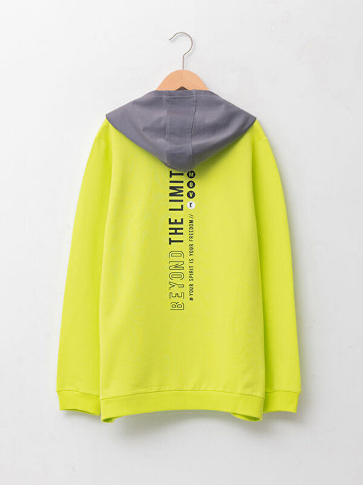 Kap??onlu Bask?l? Uzun Kollu Erkek ?ocuk Sweatshirt - Waikiki фото 2