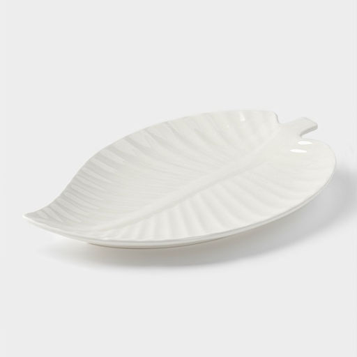 Блюдо для подачи «Лист», 30×19.5×3 см, керамика, цвет белый
