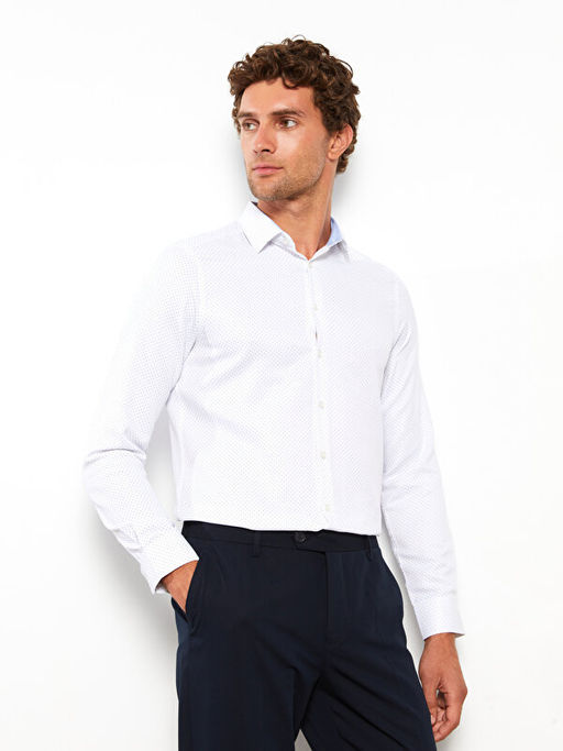 Slim Fit Uzun Kollu Desenli Arm?rl? Erkek G?mlek