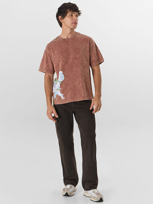 Футболка мужская коричневая с обработкой эйсид