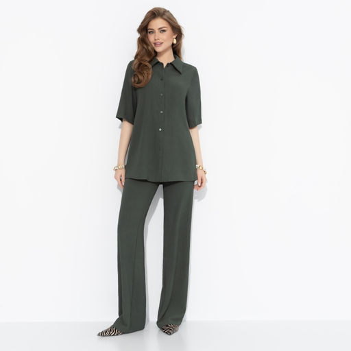 Брюки из жатой ткани Оглушительный успех (dark green) - Charutti фото 4