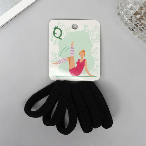 Цена за 6 шт. Резинки для волос «Вероника», набор 6 шт., гибкость, 4 см, чёрные