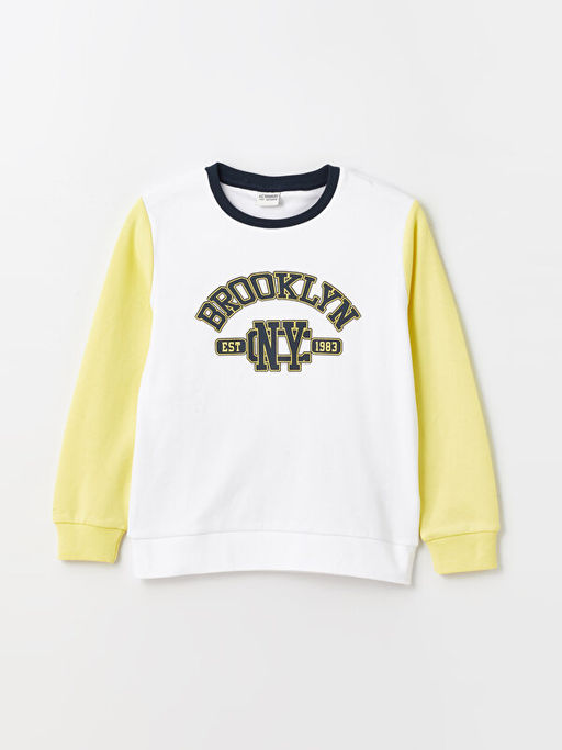 Bisiklet Yaka Bask?l? Uzun Kollu Erkek ?ocuk Ti??rt