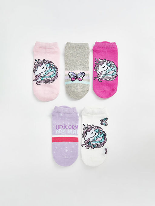 Desenli K?z ?ocuk Patik ?orap 5li