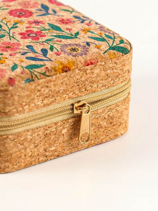 Шкатулка для украшений «Цветочная», пробка, кожзам, 10×10×5 см