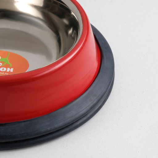 Миска с нескользящим основанием цветная, 230 мл, красная - Пижон фото 3