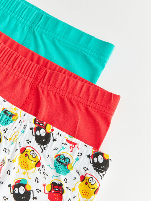 Bask?l? Pamuklu Erkek ?ocuk Boxer 3l? - Waikiki фото 3