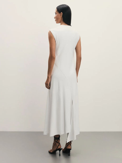 Асимметричное платье из вискозы и льна с разрезом / Zarina  фото 8