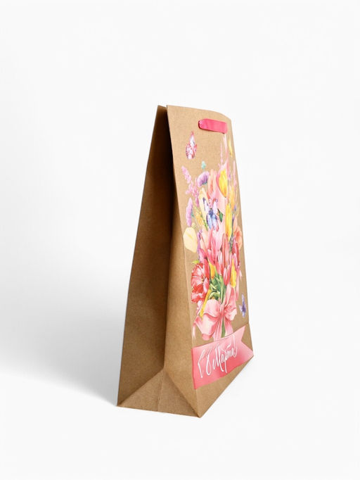 Цена за 2 шт. Пакет подарочный крафтовый 8 марта, L 31?11.5?40 см