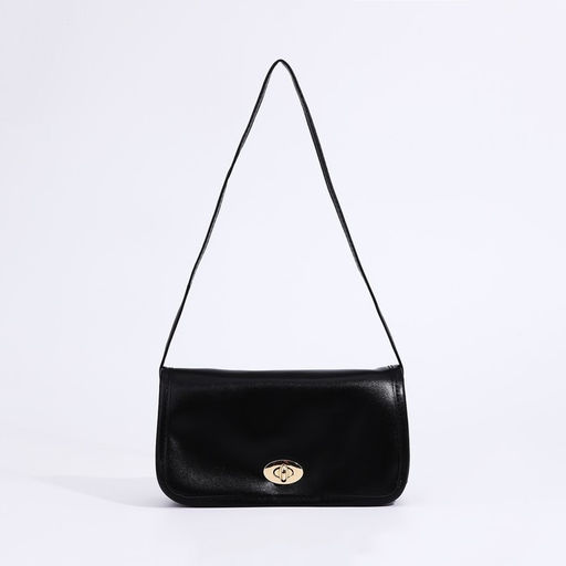 Сумка женская мессенджер на клапане, 23×6.5×12 см, чёрная