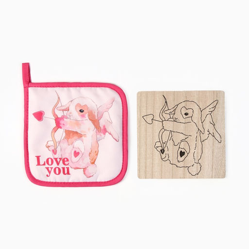 Набор кухонный Доляна Love you, подставка 15?15 см, прихватка 17?17 см  фото 2