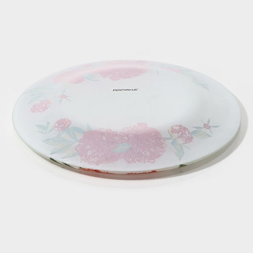 Тарелка стеклянная десертная Доляна Пионы, d=20 см фото 6