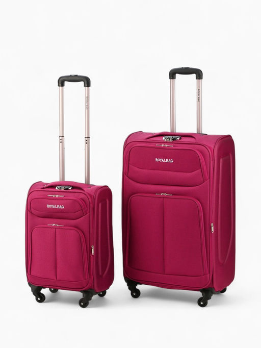 Чемодан на колёсах Royalbag маленький 46 л (S), на молнии, с увеличением, кодовый замок, 4 колеса, розовый