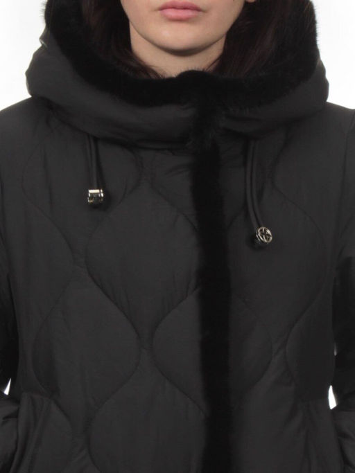 310 BLACK/BLACK Пальто зимнее стеганое женское (200 гр. холлофайбер, натуральная норка) - Fashion фото 4